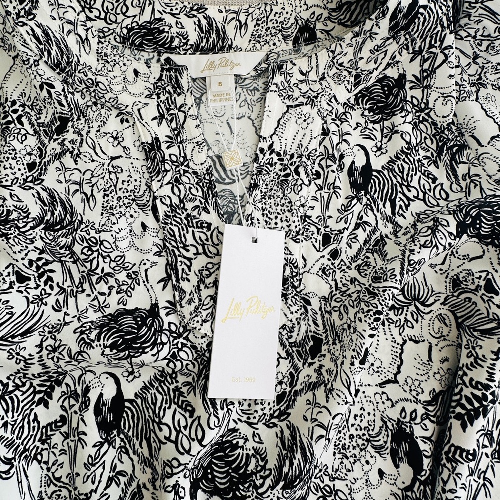 Lilly Pulitzer Olivine A-line Animal and Floral Print Long Sleeve Dress - Picture 7 of 14